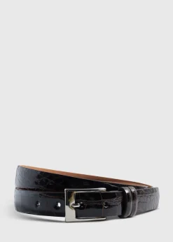Paul Stuart Belts^Alligator Belt With Silver Buckle Black