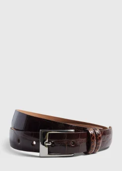 Paul Stuart Belts^Alligator Belt With Silver Buckle Black