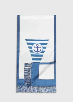 Paul Stuart Scarves, Hats, Gloves^Anchor Printed Silk Scarf Blue