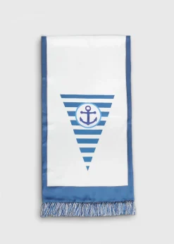Paul Stuart Scarves, Hats, Gloves^Anchor Printed Silk Scarf Blue