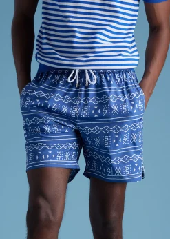 Paul Stuart Shorts & Swim Trunks^Batik Print Swim Trunk Dark Blue