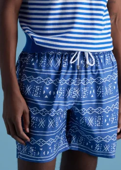 Paul Stuart Shorts & Swim Trunks^Batik Print Swim Trunk Dark Blue