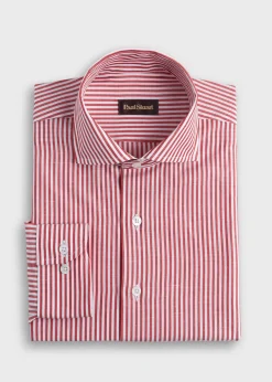 Paul Stuart Sport Shirts^Bengal Stripe Cotton & Linen Sport Shirt Red