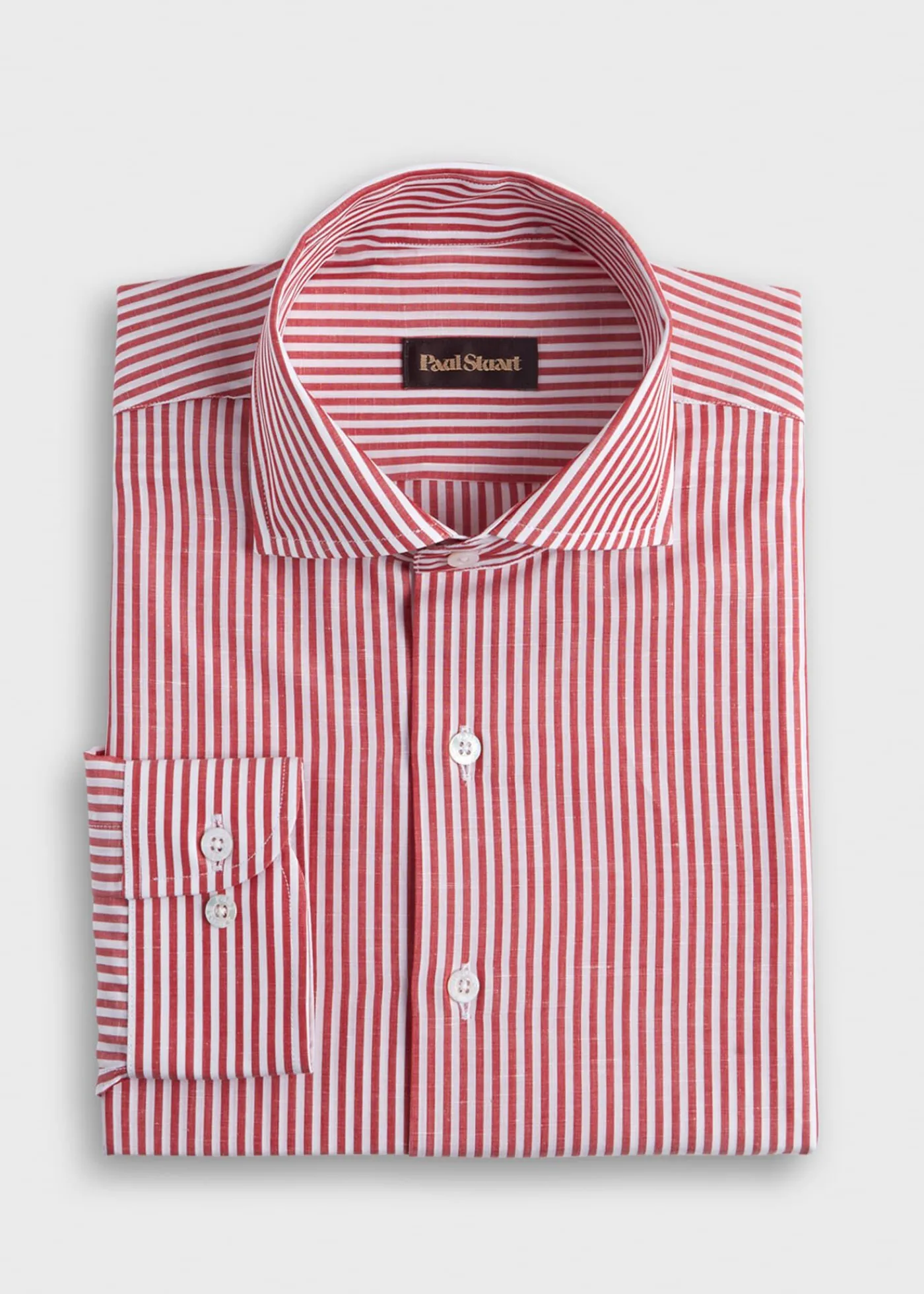 Paul Stuart Sport Shirts^Bengal Stripe Cotton & Linen Sport Shirt Red