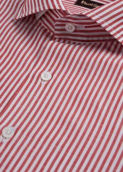 Paul Stuart Sport Shirts^Bengal Stripe Cotton & Linen Sport Shirt Red