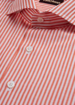 Paul Stuart Sport Shirts^Bengal Stripe Cotton & Linen Sport Shirt Orange