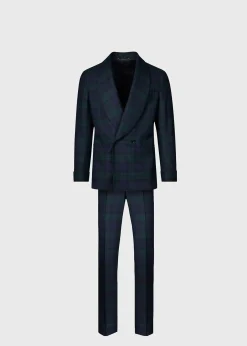 Paul Stuart Formal Shop^Black Watch Shawl Collar Suit Navy/Green