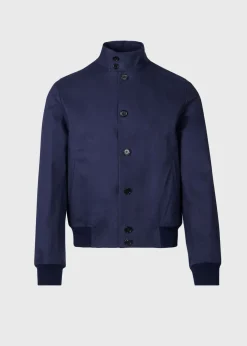 Paul Stuart Outerwear^Bonded Cotton Bomber Jacket Navy