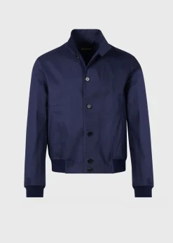 Paul Stuart Outerwear^Bonded Cotton Bomber Jacket Navy