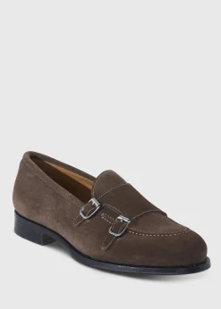Paul Stuart Monk Straps^Bonte Suede Double Buckle Slip On Dark Brown