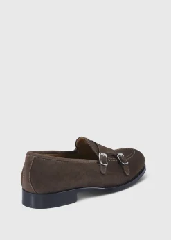 Paul Stuart Monk Straps^Bonte Suede Double Buckle Slip On Dark Brown
