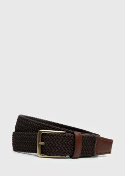 Paul Stuart Belts^Braided Stretch Nylon Belt Dark Brown