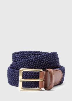 Paul Stuart Belts^Braided Stretch Nylon Belt Navy
