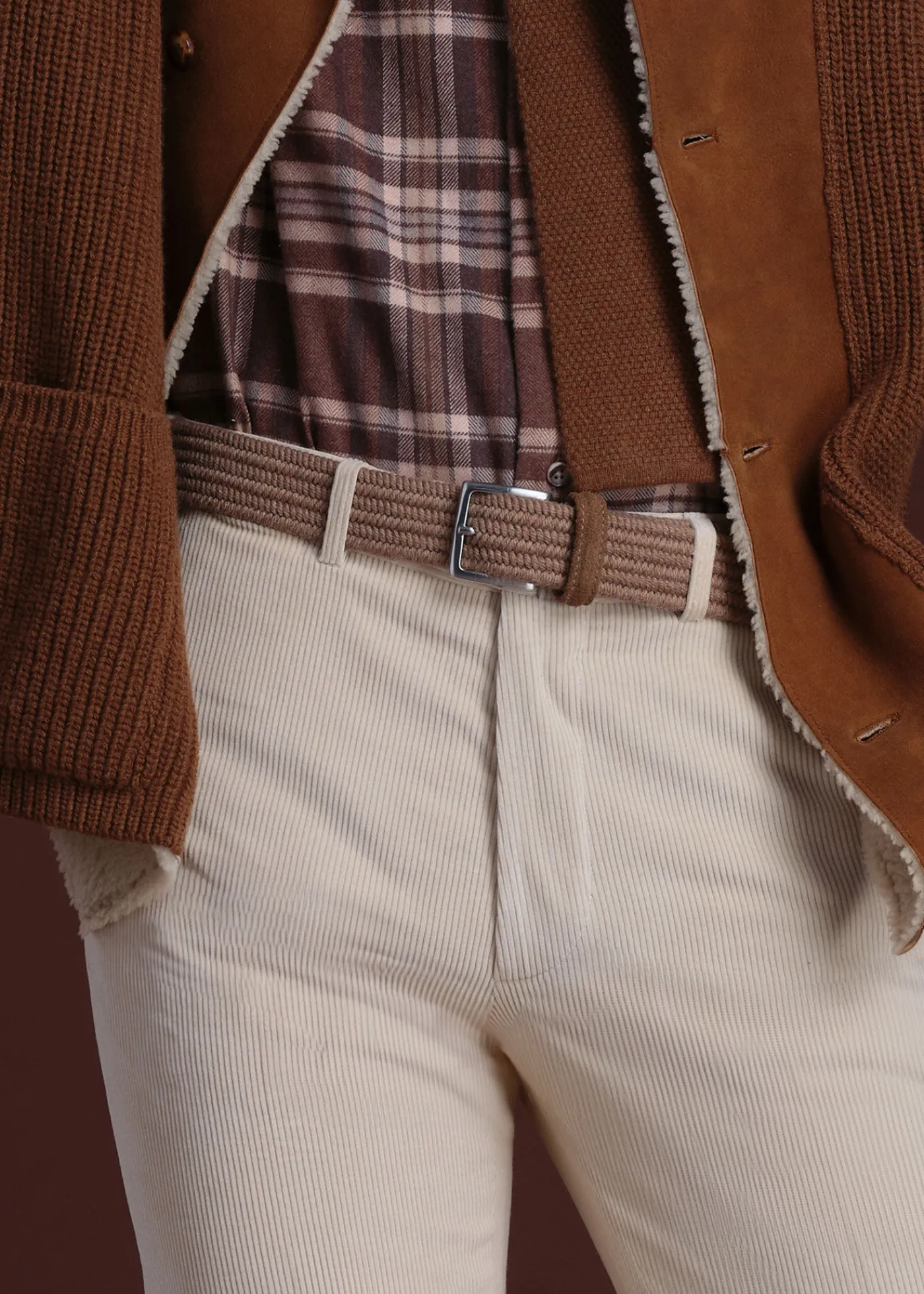 Paul Stuart Belts^Braided Wool Belt With Suede Trim Taupe