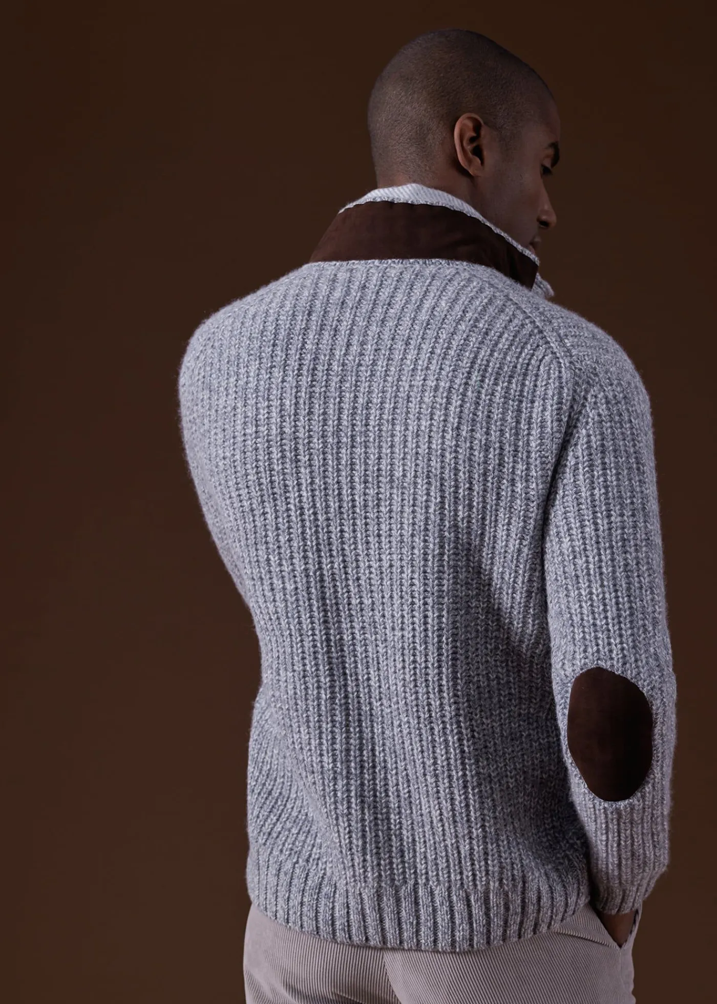 Paul Stuart Sweaters^Button Front Cardigan With Suede Trim Silver