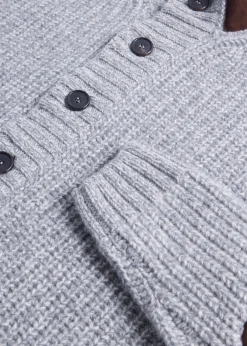 Paul Stuart Sweaters^Button Front Cardigan With Suede Trim Silver