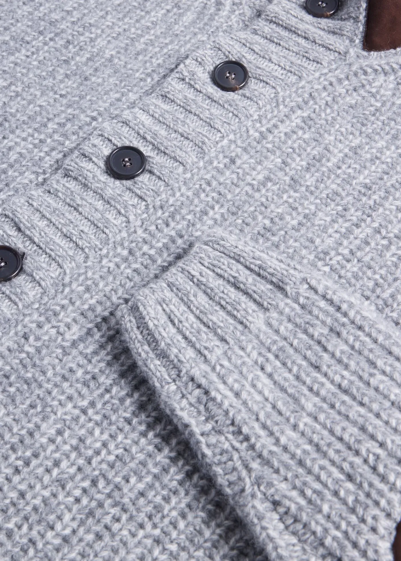 Paul Stuart Sweaters^Button Front Cardigan With Suede Trim Silver