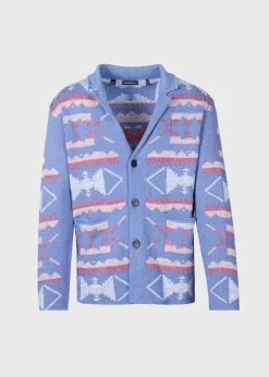 Paul Stuart Sweaters^Button Front Knit Blazer Blue Melange