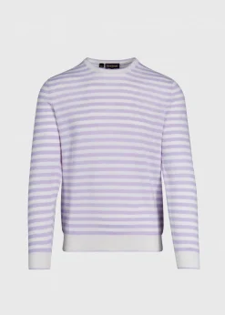 Paul Stuart Sweaters^Cashmere & Linen Striped Crewneck Sweater Lavender/White