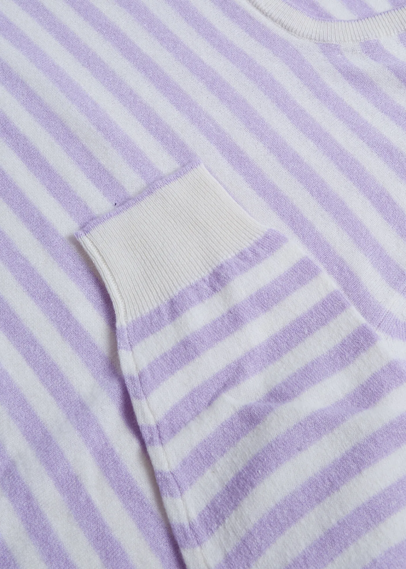 Paul Stuart Sweaters^Cashmere & Linen Striped Crewneck Sweater Lavender/White
