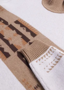 Paul Stuart Sweaters^Cashmere & Wool Intarsia Turtleneck Sweater Cream/Tan