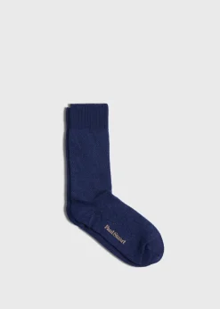 Paul Stuart Socks^Cashmere Blend Oxford Sock Blue