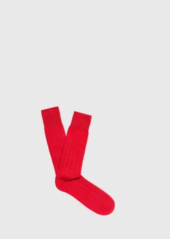 Paul Stuart Socks^Cashmere Blend Ribbed Sock Red