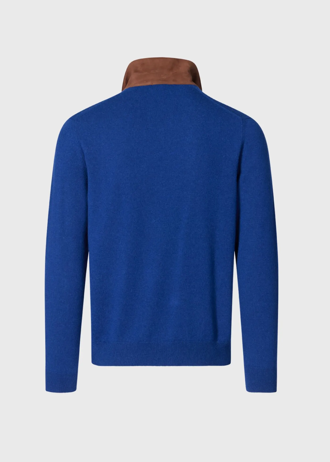 Paul Stuart The Cashmere Shop|Sweaters^Cashmere Long Sleeve Polo With Suede Blue/Olive