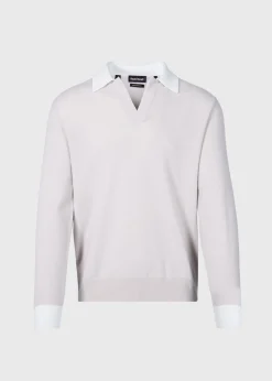 Paul Stuart The Cashmere Shop|Sweaters^Cashmere Open Collar Polo Natural