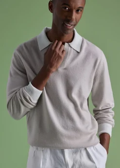 Paul Stuart The Cashmere Shop|Sweaters^Cashmere Open Collar Polo Natural