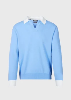 Paul Stuart The Cashmere Shop|Sweaters^Cashmere Open Collar Polo Light Blue