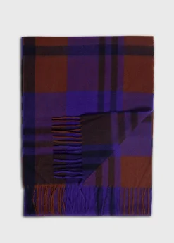Paul Stuart Scarves, Hats, Gloves^Cashmere Plaid Extra Wide Scarf Purple/Brown