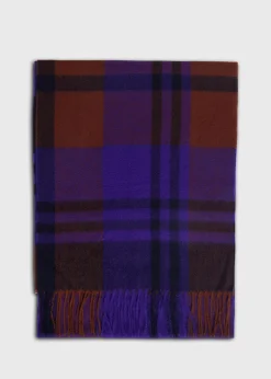 Paul Stuart Scarves, Hats, Gloves^Cashmere Plaid Extra Wide Scarf Purple/Brown