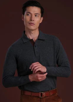 Paul Stuart Polos & T-Shirts|Sweaters^Cashmere Polo With Suede Trim Grey