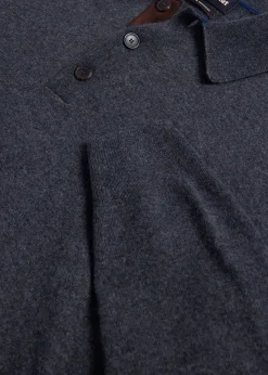 Paul Stuart Polos & T-Shirts|Sweaters^Cashmere Polo With Suede Trim Grey