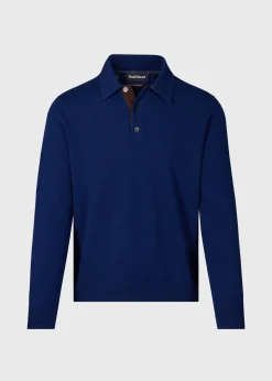 Paul Stuart The Cashmere Shop|Polos & T-Shirts^Cashmere Polo With Suede Trim Navy