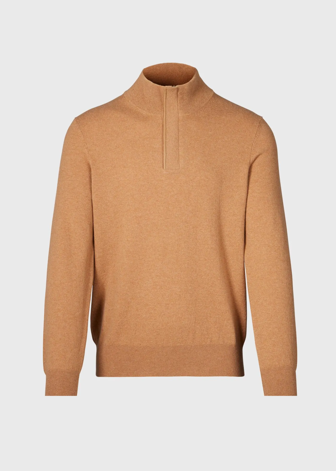 Paul Stuart The Cashmere Shop|Sweaters^Cashmere Quarter Zip With Suede Trim Camel