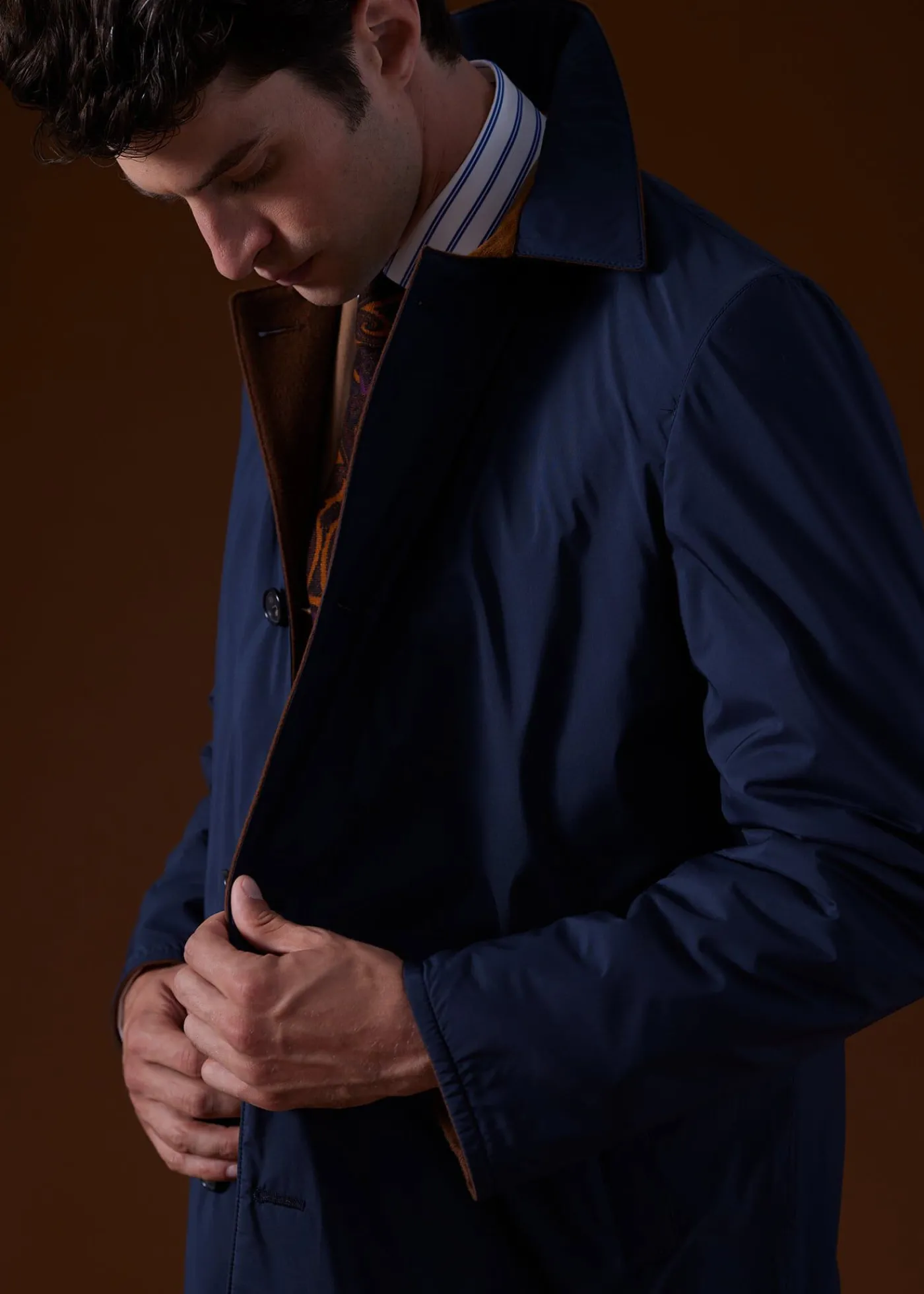 Paul Stuart The Cashmere Shop|Overcoats^Cashmere Reversible Coat Navy/Camel