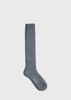 Paul Stuart Socks^Cashmere Ribbed Sock Mid-Grey