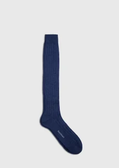Paul Stuart Socks|The Cashmere Shop^Cashmere Ribbed Sock Blue Jean