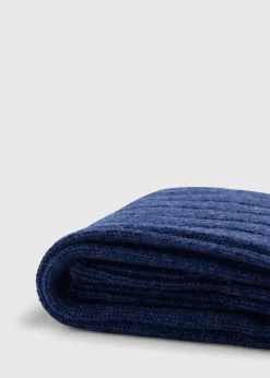 Paul Stuart Socks|The Cashmere Shop^Cashmere Ribbed Sock Blue Jean