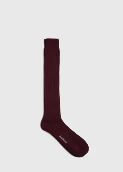 Paul Stuart Socks^Cashmere Ribbed Sock Burgundy