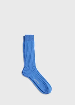 Paul Stuart Socks|The Cashmere Shop^Cashmere Ribbed Sock Light Blue