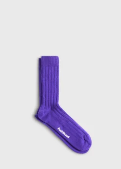 Paul Stuart Socks^Cashmere Solid Ribbed Sock Purple