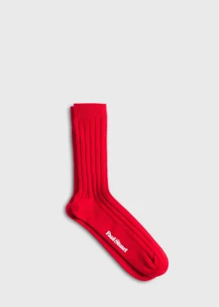 Paul Stuart Socks^Cashmere Solid Ribbed Sock Red