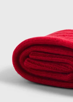 Paul Stuart Socks^Cashmere Solid Ribbed Sock Red