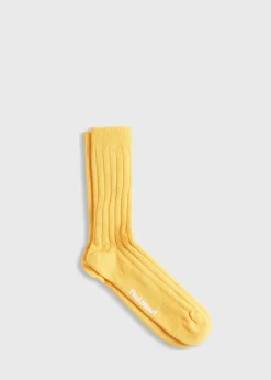Paul Stuart Socks^Cashmere Solid Ribbed Sock Yellow