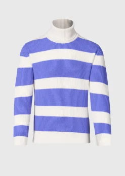 Paul Stuart The Cashmere Shop|Sweaters^Cashmere Striped Turtleneck Lavender/White
