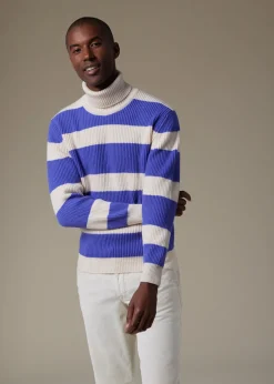 Paul Stuart The Cashmere Shop|Sweaters^Cashmere Striped Turtleneck Lavender/White
