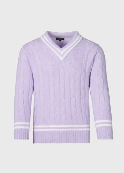 Paul Stuart The Cashmere Shop^Cashmere Tennis Sweater Lavender/White
